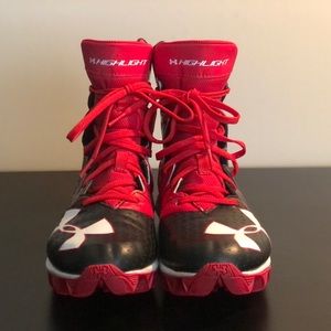Under Armour Men’s Highlight RM Lacrosse / Football Cleats, Red/Black/White